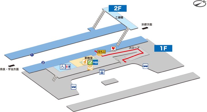 ＪＲ奈良線ＪＲ黄檗駅構内案内図